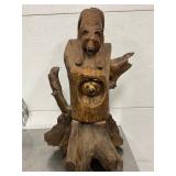 Hand-Carved Bears Wooden Sculpture, 17×25 