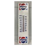 Pepsi Red, White, Blue Metal Thermometer, 7in x 28in