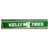 Kelly Tires 96″ x 15″ Green and White Metal Sign
