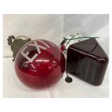 Two Early Electric Glass Exit Signs, 6 Inches
