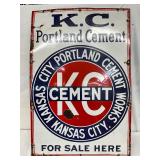 Single-Sided Kansas City Portland Cement Porcelain Advertising Sign, 24×36 in.
