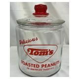 Tom’s Toasted Peanuts Glass Jar with Red Lid, 8×10 Inches