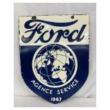DSP Ford ‘Agence Service 1947’ Shield Sign, 18 x 23, Contemporary 