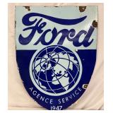 DSP ‘Ford Agence Service 1947’ Sign, 18 x 24, Contemporary 