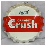 Emb.‘Enjoy Orange Crush’ Bottle Cap  Sign 22in
