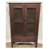 Wooden Punch Tin Pie Safe Cabinet with Single Drawer and Shelves