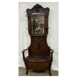 Oak Halle Seat w/Carvings 