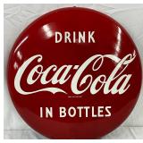 24-Inch Porcelain Coca-Cola Advertising Button Sign