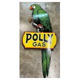 Polly Gas Porcelain Sign with Parrot Design, 24in x 60in