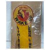 Cardboard Advertising Sign for ‘Wake Up’ Drink, 6in x 13in
