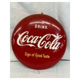 Coca-Cola ‘Drink Coca-Cola, Sign of Good Taste’ 12-Inch Red Metal Button Sign