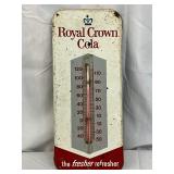 Royal Crown Cola Metal Advertising Thermometer, 6in x 14in
