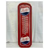 Pepsi-Cola Metal Advertising Thermometer, 9in x 27in