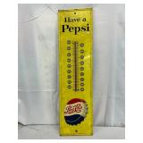 Pepsi Advertising Tin Thermometer, 7X27 