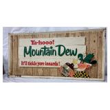 ORIGINAL YA-HOO! Mountain Dew SIGN W/WILLIE, 35X18, SELF FRAMED 