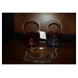 Fenton - Cranberry and Handpainted Glass