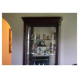 Cherry Lighted Curio with Etched Glass