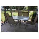 Glass Top Patio Table with 5 Chairs
