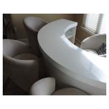 Half Moon White Bar with Vintage Chairs