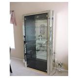 Mirrored Glass 4 Shelf Curio Cabinet with Light