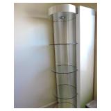 4 Glass Shelf Grey and White Cabinet