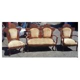 3 piece carved oak settee set