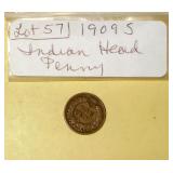Lot 57,1909 S Incian Head Cent