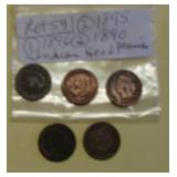 Lot 59, Five Indian Head Cents