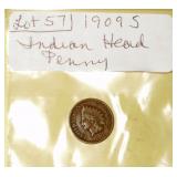 Lot 57, Rare 1909 S Indian Head Cent
