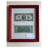 LOt 58 Framed Two Dollar Bills