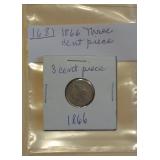 Lot 168 Three Cent Coin, 1866