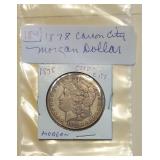 Lot 184 Carson City Morgan Silver Dollar, 1878