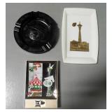 Lot 33  2 ashtrays, Seattle 1962, NY 1964/65, plastic tray, Seattle 1962