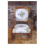Antique upholstered wood rocker