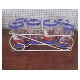 Vintage Water Glasses I& Holder