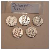 Lot K  Ben Franklin Half Dollars