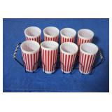 MCM Hazel Atlas Red & White Candy Stripe Milk Glasses