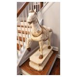 Vintage Bohemian Moroccan Tessellated Bone Tile Large Horse