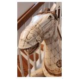 Vintage Bohemian Moroccan Tessellated Bone Tile Large Horse