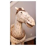 Vintage Bohemian Moroccan Tessellated Bone Tile Large Horse