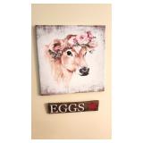 Shabby Chic Rustic Cow Rosie Wood Print Barnwood Framed Farmhouse Debi Coules Art