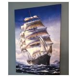 Nautical Clipper Ship Oil on Canvas