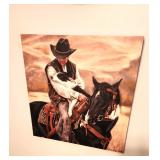 Cowboy painting Western landscape painting Cowboy wall art Scenic artwork Western decor Cowboy and h