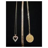 14K and 10K Gold and Diamond Bracelet- Pendant and Krugerrand Gold Coin