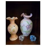 Fenton Glass Vases and Frogs