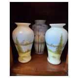 Fenton Glass Hand Painted Vases