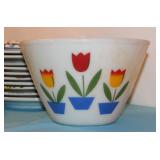 Vintage Fire King oven ware Potted Tulip mixing bowl