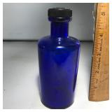 Vintage Cobalt Glass D & O Bottle with Original Cap with Cork