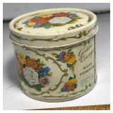 Early “Golden Corsage Apple Blossom Body Powder Tin with Original Puff & Some Powder