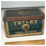 Vintage “Tetley Tea Bags” Hinged Advertisement Tin